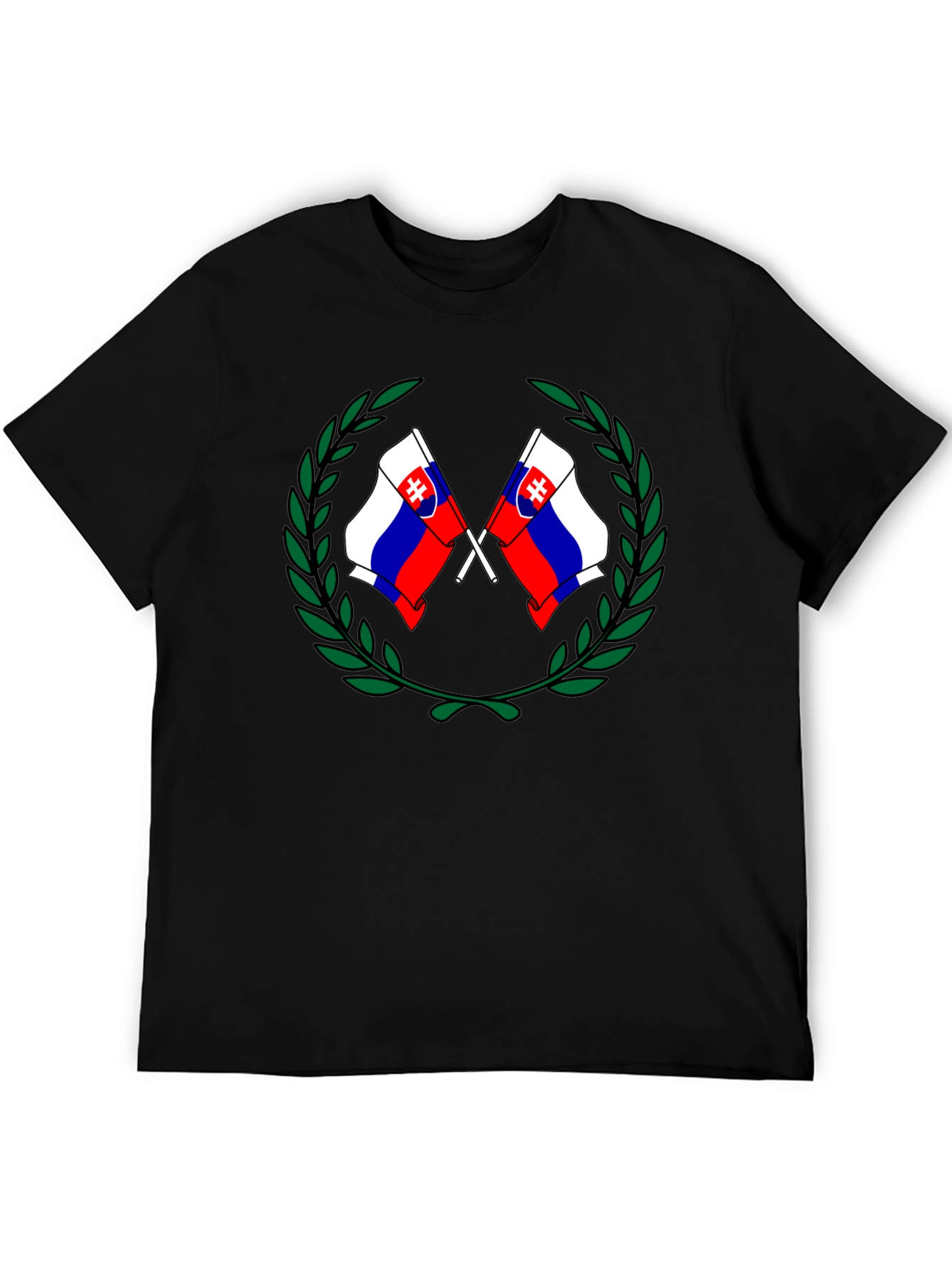 Camiseta Negra con Diseño de Banderas Eslovacas