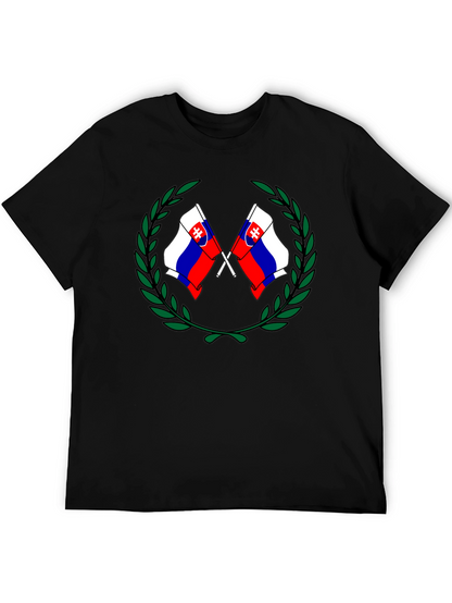 Camiseta Negra con Diseño de Banderas Eslovacas
