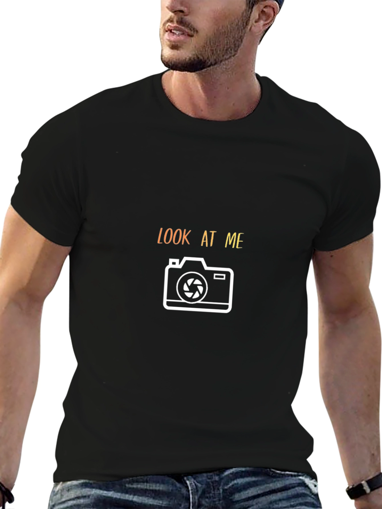 Camiseta Negra Hombre - Diseño Look At Me Fotografía