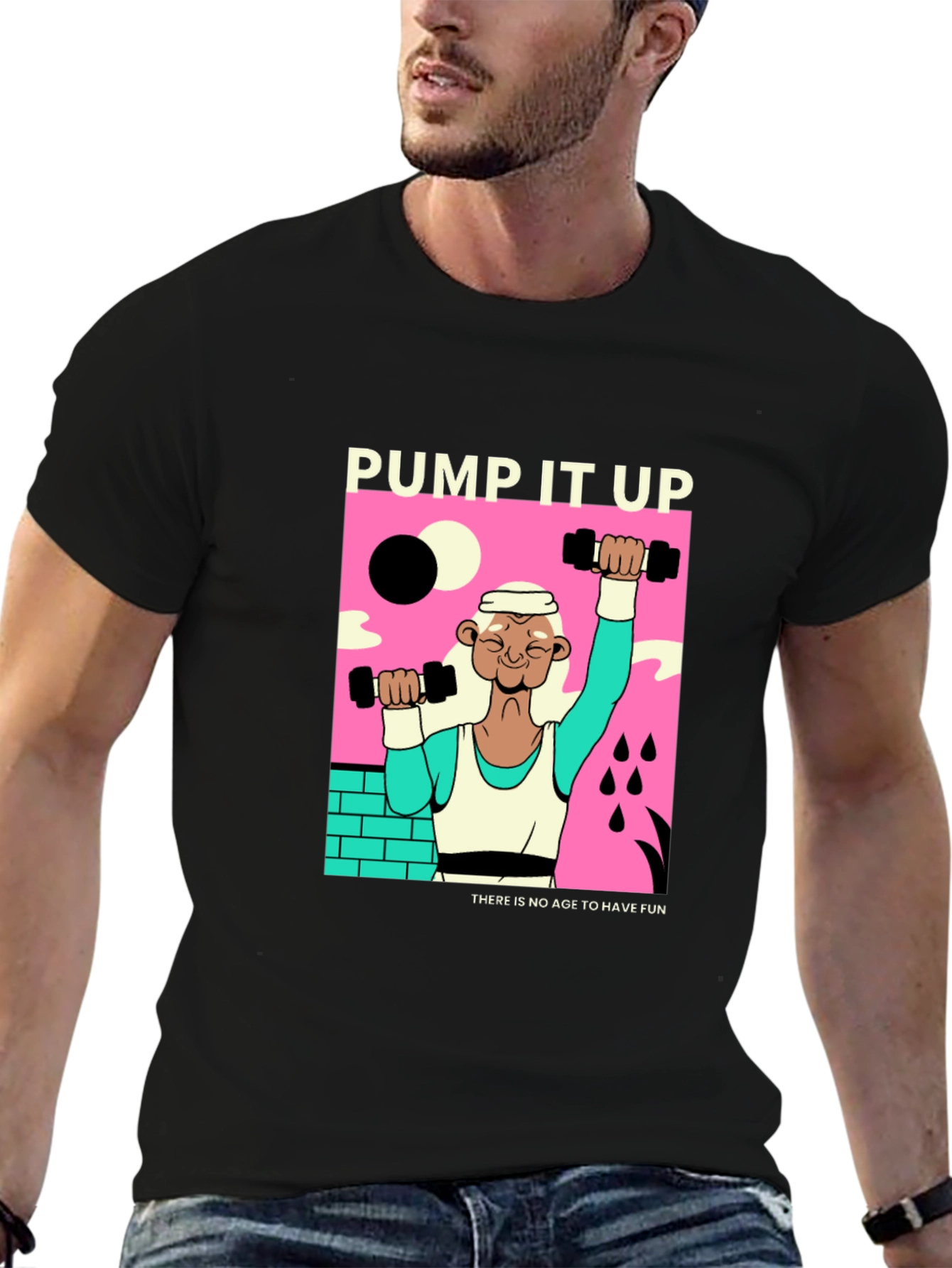 Camiseta Negra Pump It Up Diseño Retro