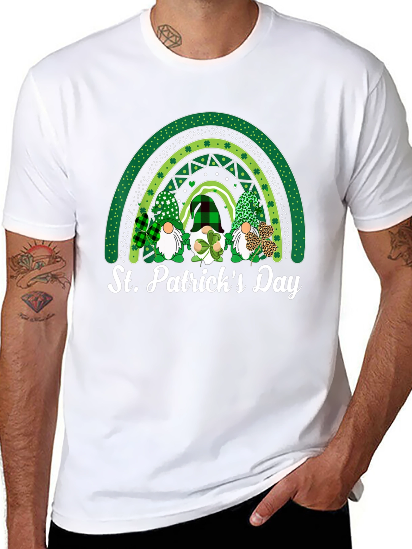 Camiseta Día de San Patricio con Gnomos y Arcoíris