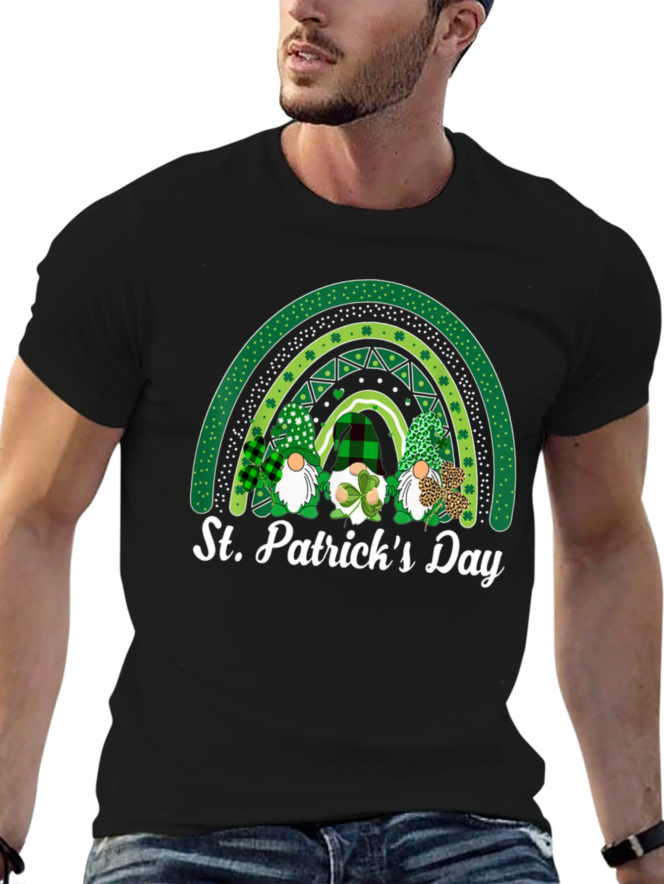 Camiseta Día de San Patricio con Gnomos y Arcoíris