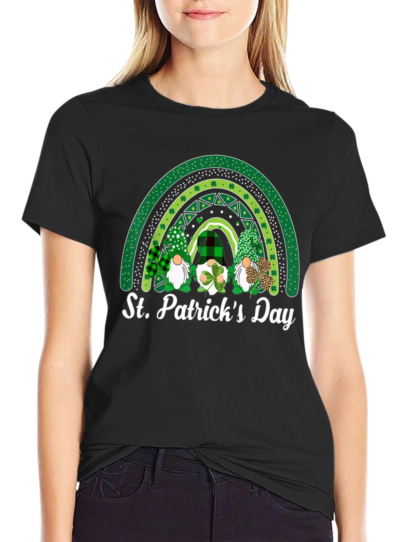 Camiseta Día de San Patricio con Gnomos y Arcoíris