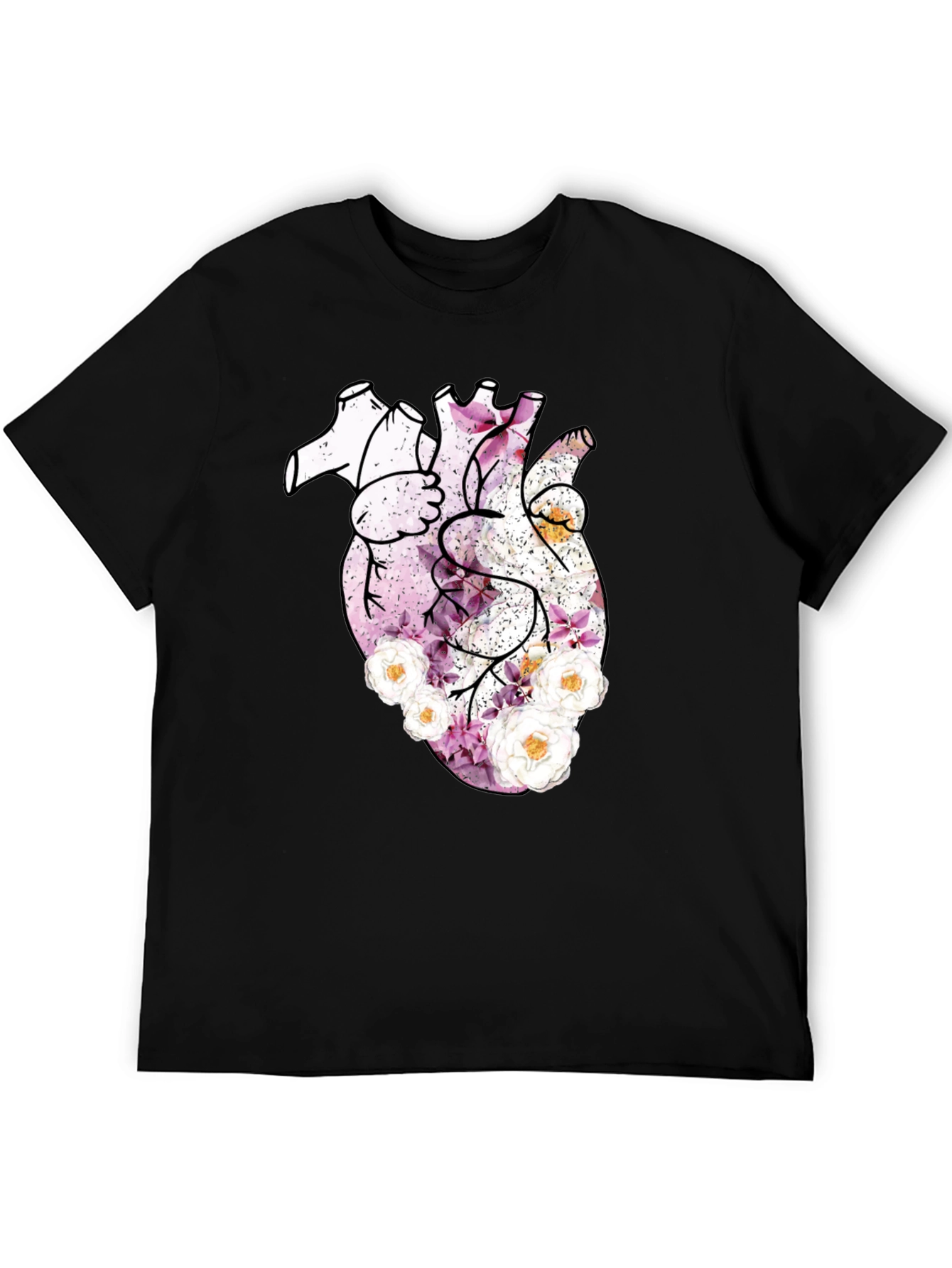 Camiseta Negra con Corazón Floral