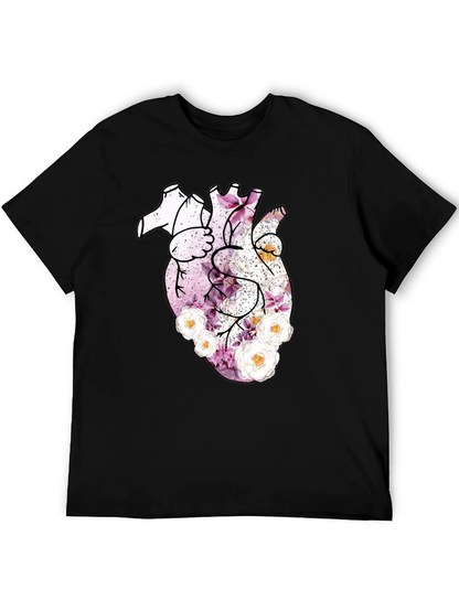 Camiseta Negra con Corazón Floral