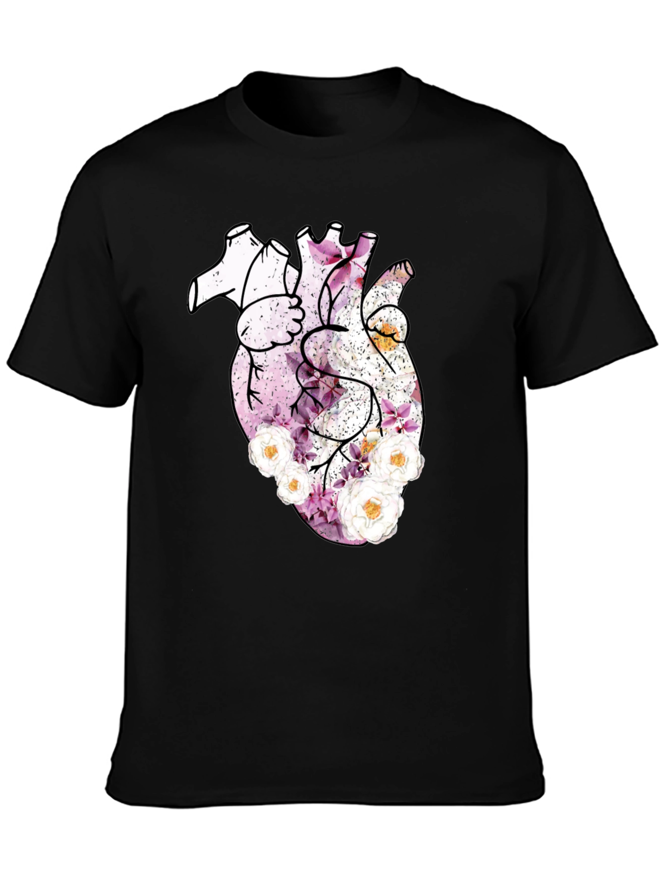 Camiseta Negra con Corazón Floral