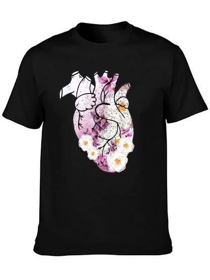 Camiseta Negra con Corazón Floral