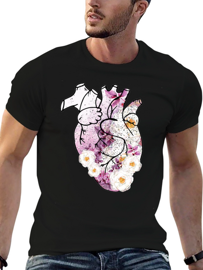 Camiseta Negra con Corazón Floral