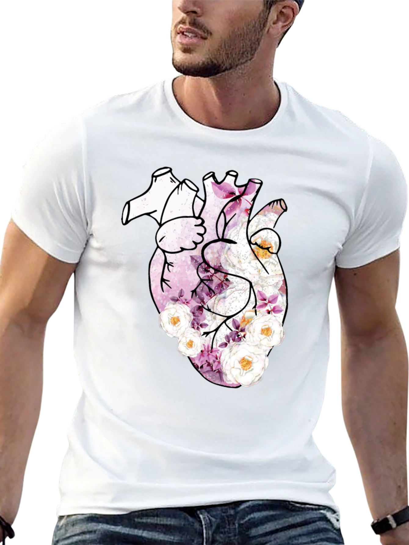 Camiseta Negra con Corazón Floral