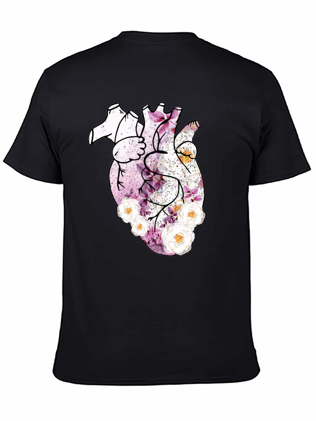 Camiseta Negra con Corazón Floral