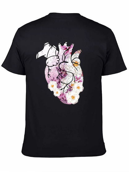 Camiseta Negra con Corazón Floral