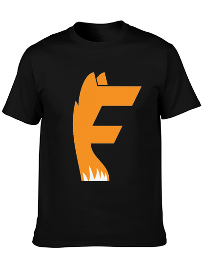 Camiseta Negra con Diseño de Zorro Naranja