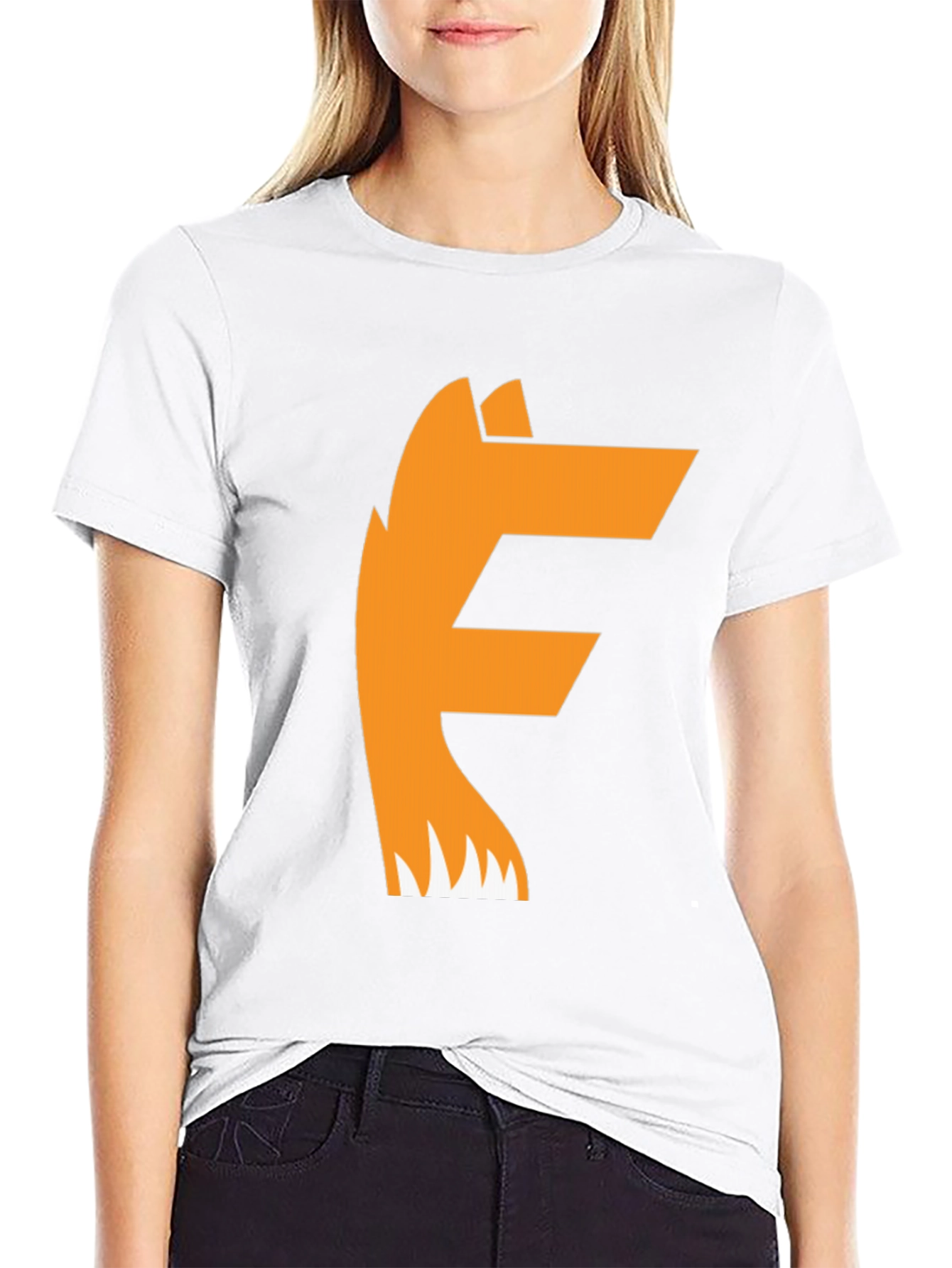 Camiseta Negra con Diseño de Zorro Naranja