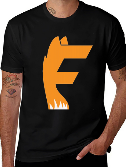 Camiseta Negra con Diseño de Zorro Naranja