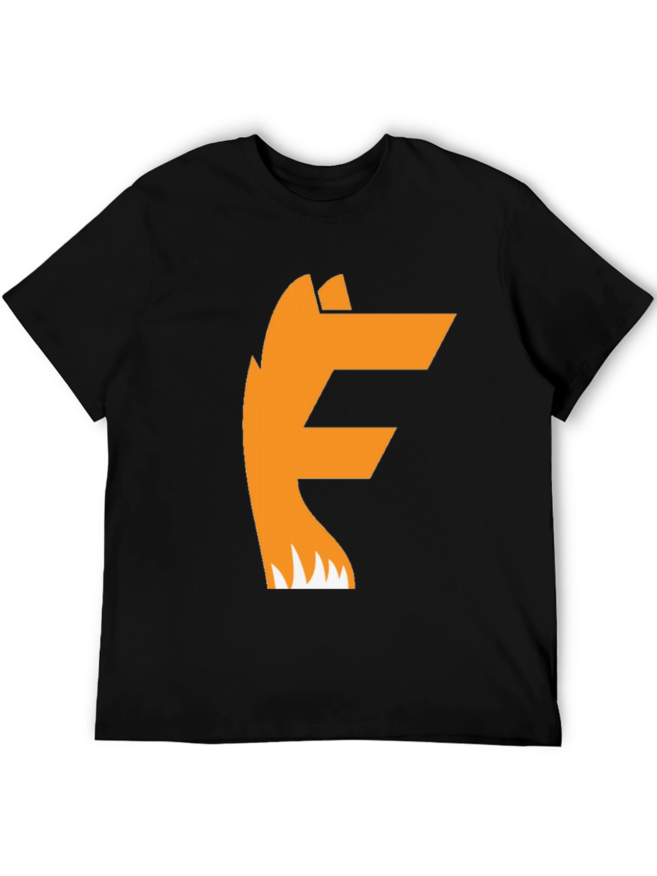 Camiseta Negra con Diseño de Zorro Naranja