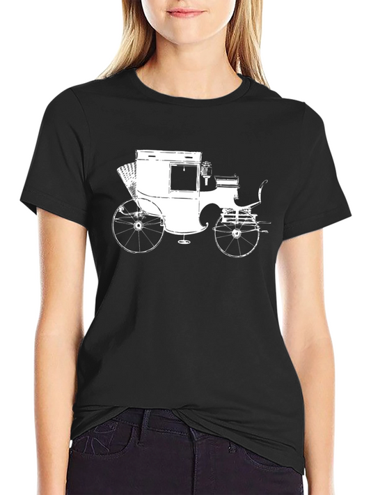 Camiseta Negra con Diseño de Carruaje Vintage
