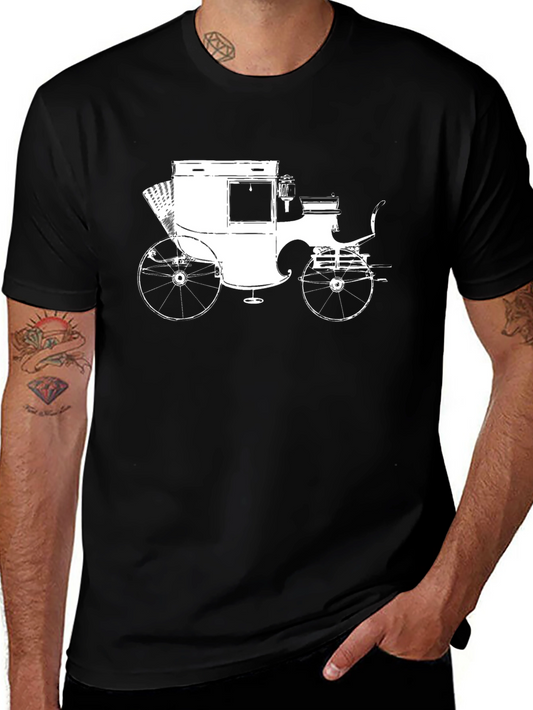 Camiseta Negra con Diseño de Carruaje Vintage