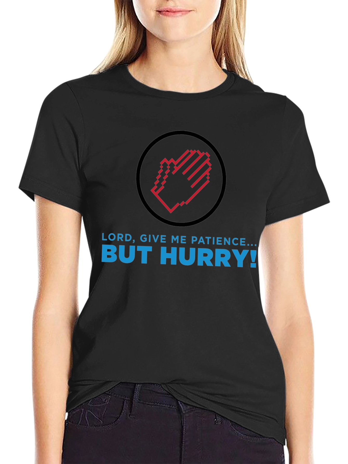 Camiseta Negra: Paciencia ¡Pero Rápido!