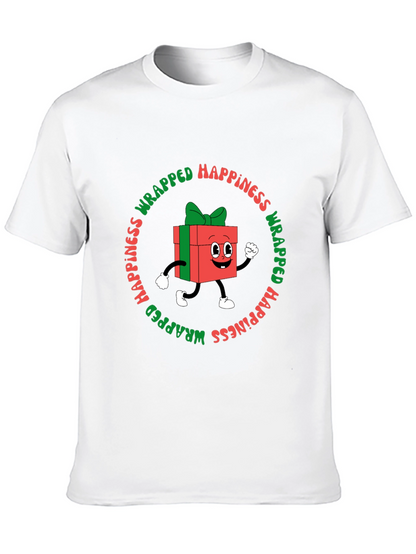Camiseta Negra con Diseño Navideño Wrapped Happiness