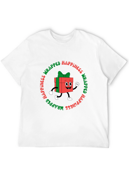 Camiseta Negra con Diseño Navideño Wrapped Happiness