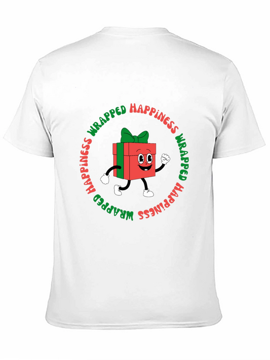 Camiseta Negra con Diseño Navideño Wrapped Happiness