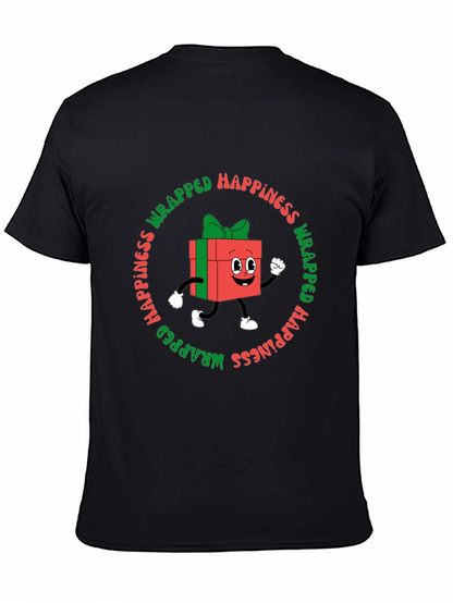Camiseta Negra con Diseño Navideño Wrapped Happiness