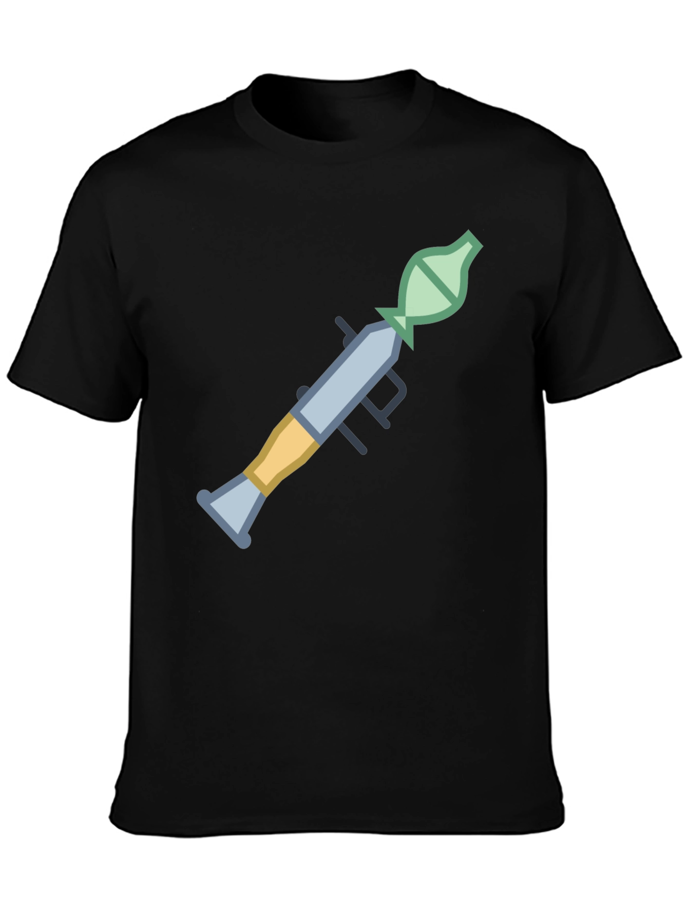 Camiseta Negra con Diseño Gráfico de Lanzacohetes
