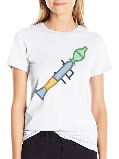 Camiseta Negra con Diseño Gráfico de Lanzacohetes