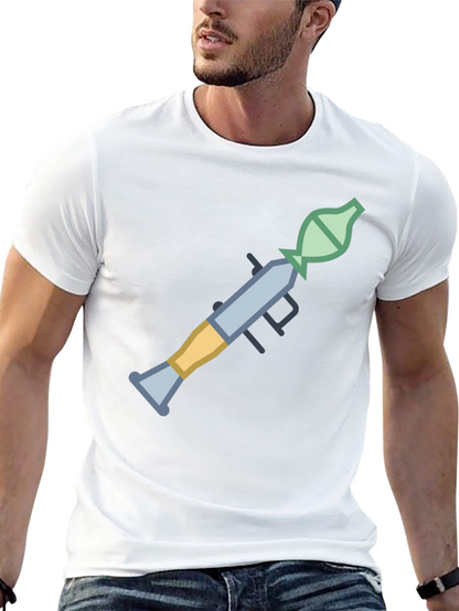 Camiseta Negra con Diseño Gráfico de Lanzacohetes