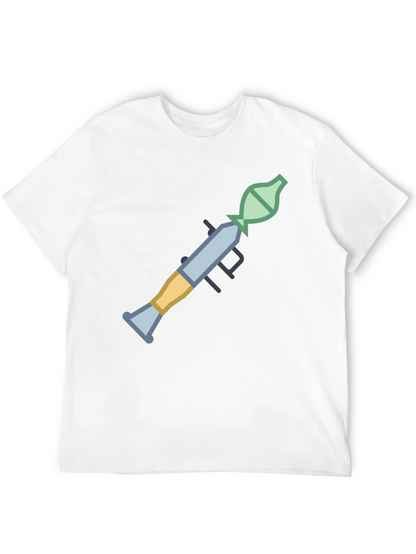 Camiseta Negra con Diseño Gráfico de Lanzacohetes
