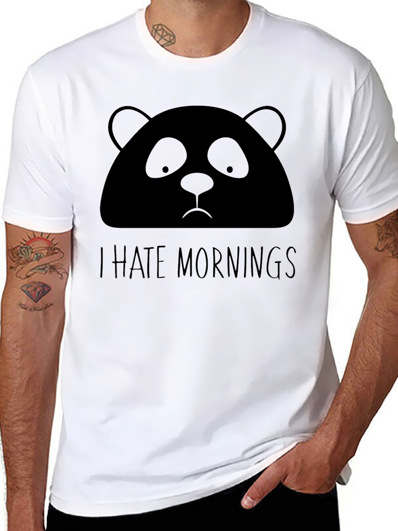 Camiseta Panda Odio las Mañanas - Diseño Divertido