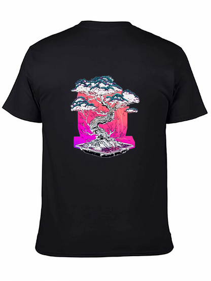Camiseta Negra con Diseño Bonsái Estilizado