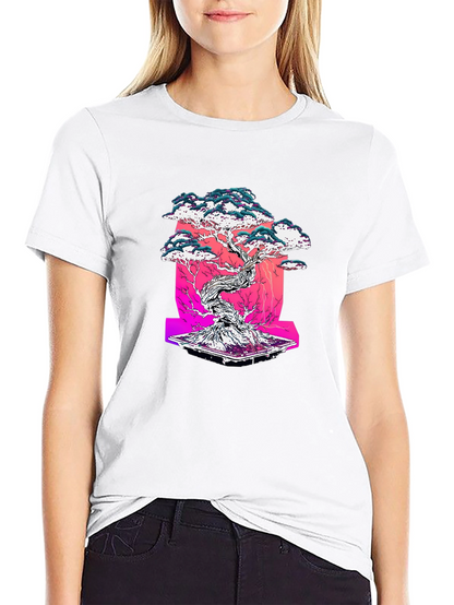 Camiseta Negra con Diseño Bonsái Estilizado
