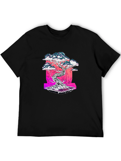 Camiseta Negra con Diseño Bonsái Estilizado