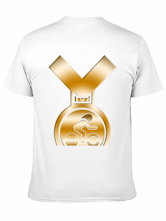 Camiseta Negra con Diseño de Medalla de Ciclismo