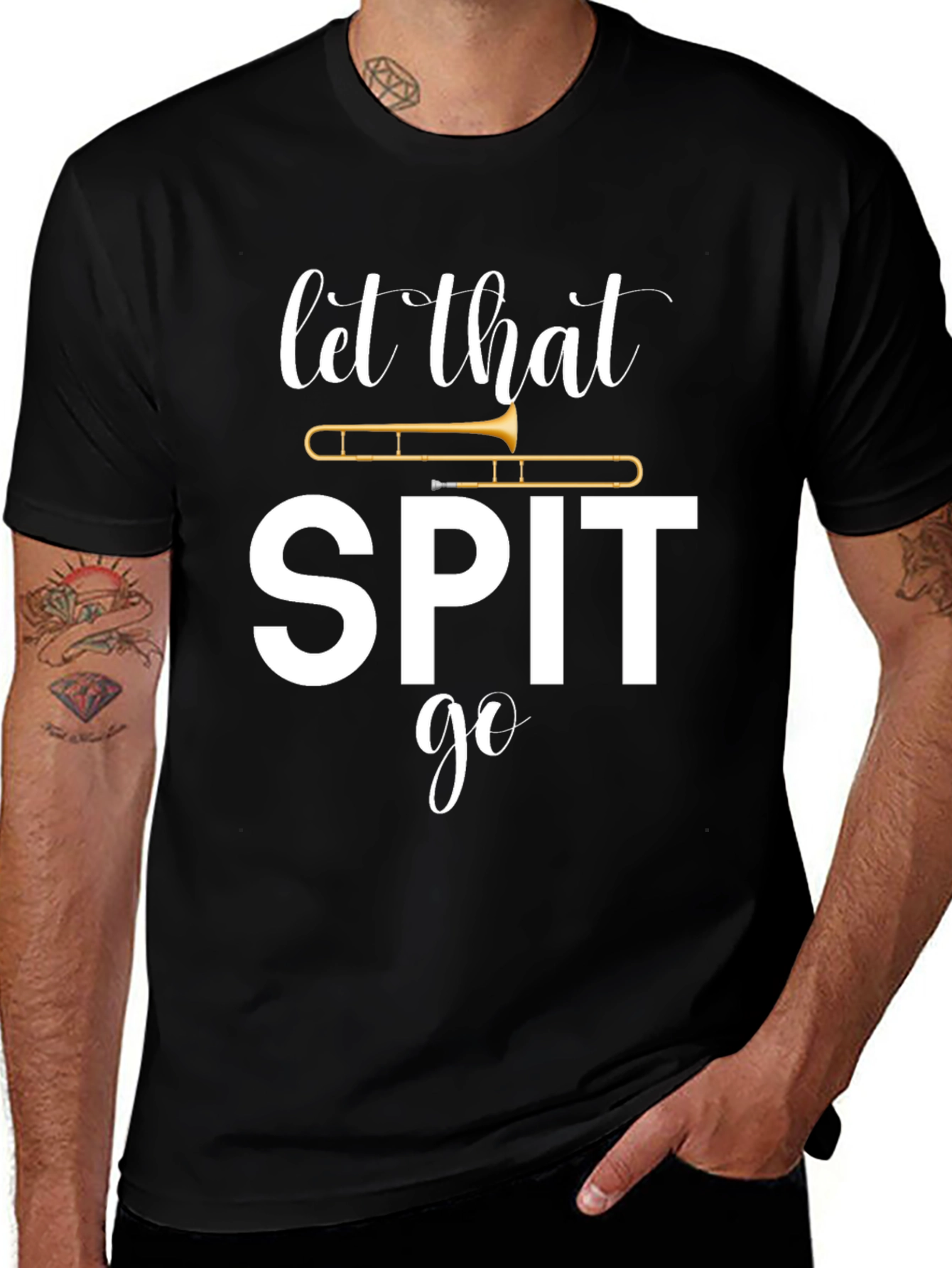 Camiseta Negra Let That Spit Go de Trompeta