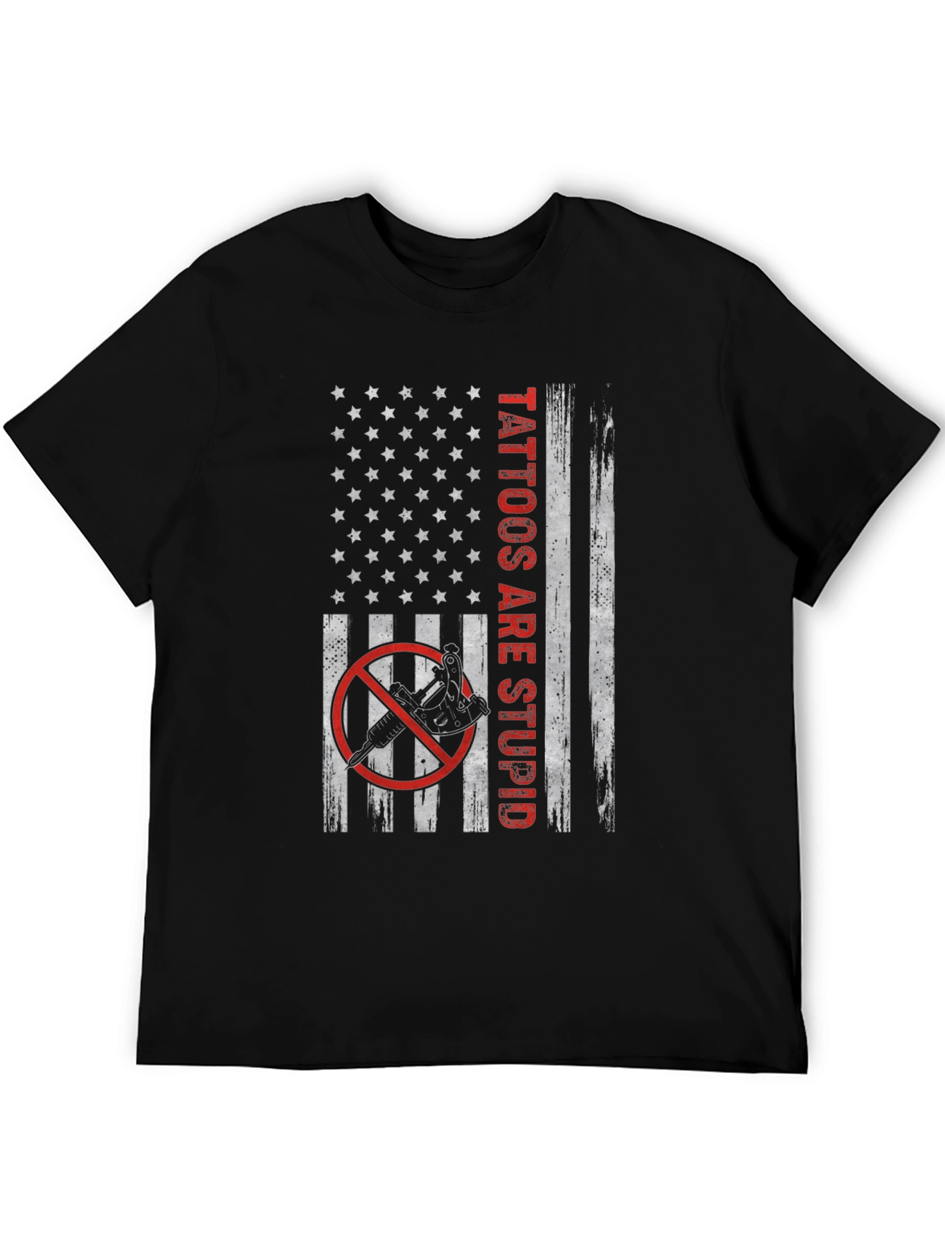 Camiseta Negra Tattoos Are Stupid Bandera Americana