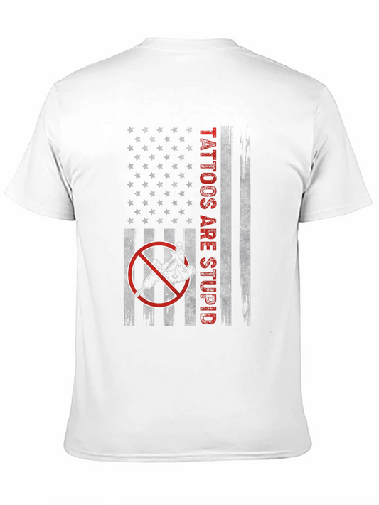 Camiseta Negra Tattoos Are Stupid Bandera Americana