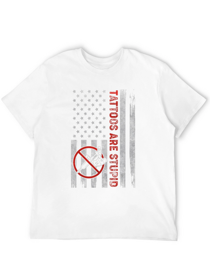 Camiseta Negra Tattoos Are Stupid Bandera Americana