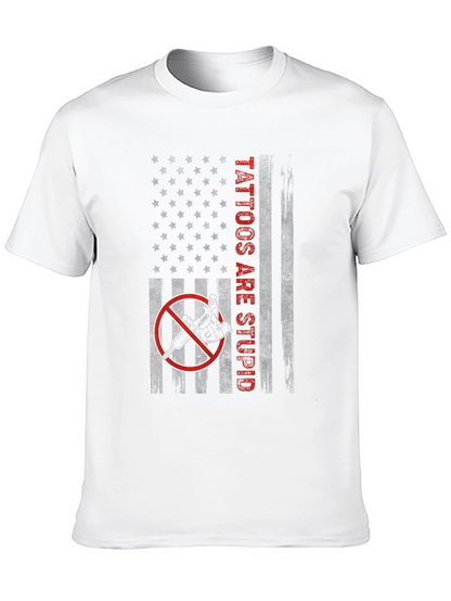 Camiseta Negra Tattoos Are Stupid Bandera Americana