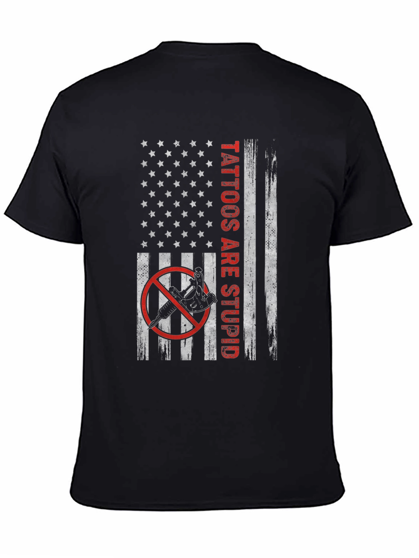 Camiseta Negra Tattoos Are Stupid Bandera Americana