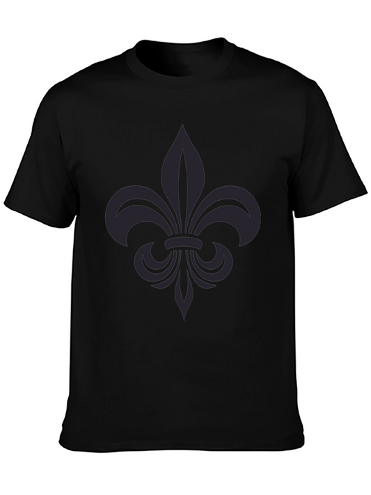 Camiseta Negra con Flor de Lis Estilizada
