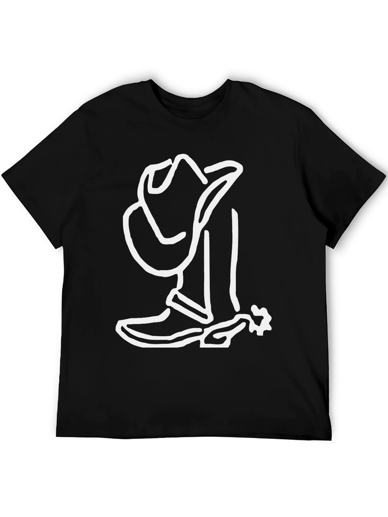 Camiseta Negra con Diseño Vaquero Blanco