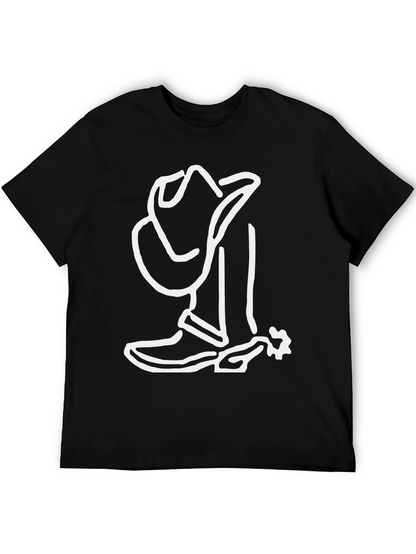 Camiseta Negra con Diseño Vaquero Blanco