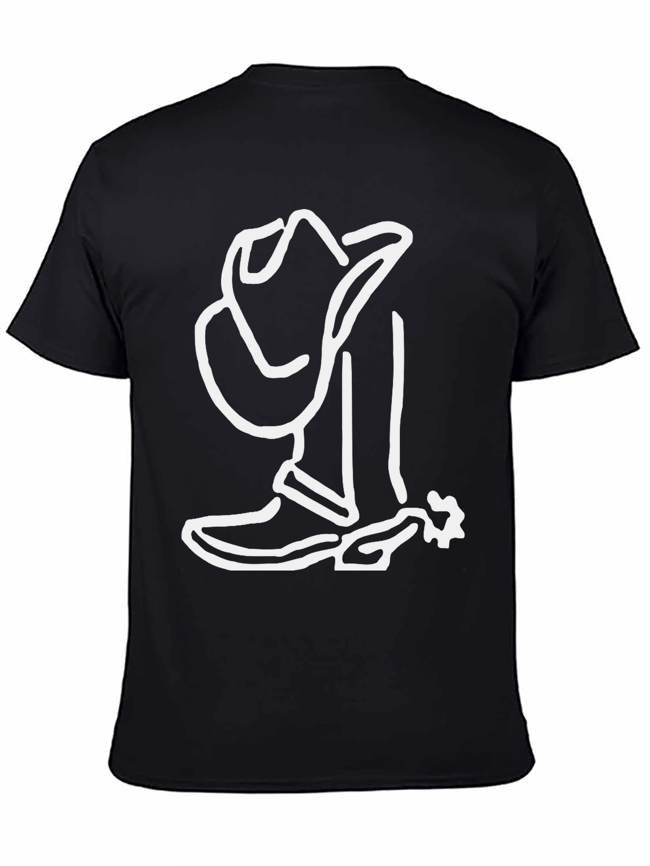 Camiseta Negra con Diseño Vaquero Blanco