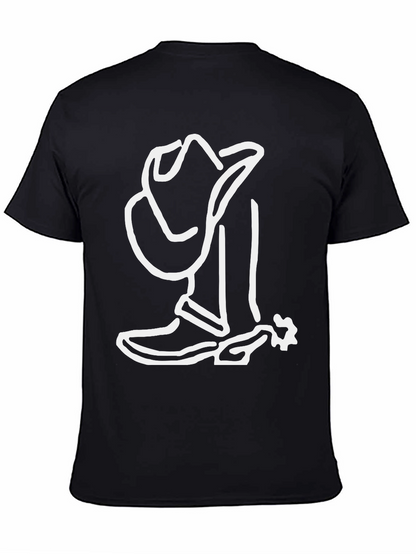 Camiseta Negra con Diseño Vaquero Blanco