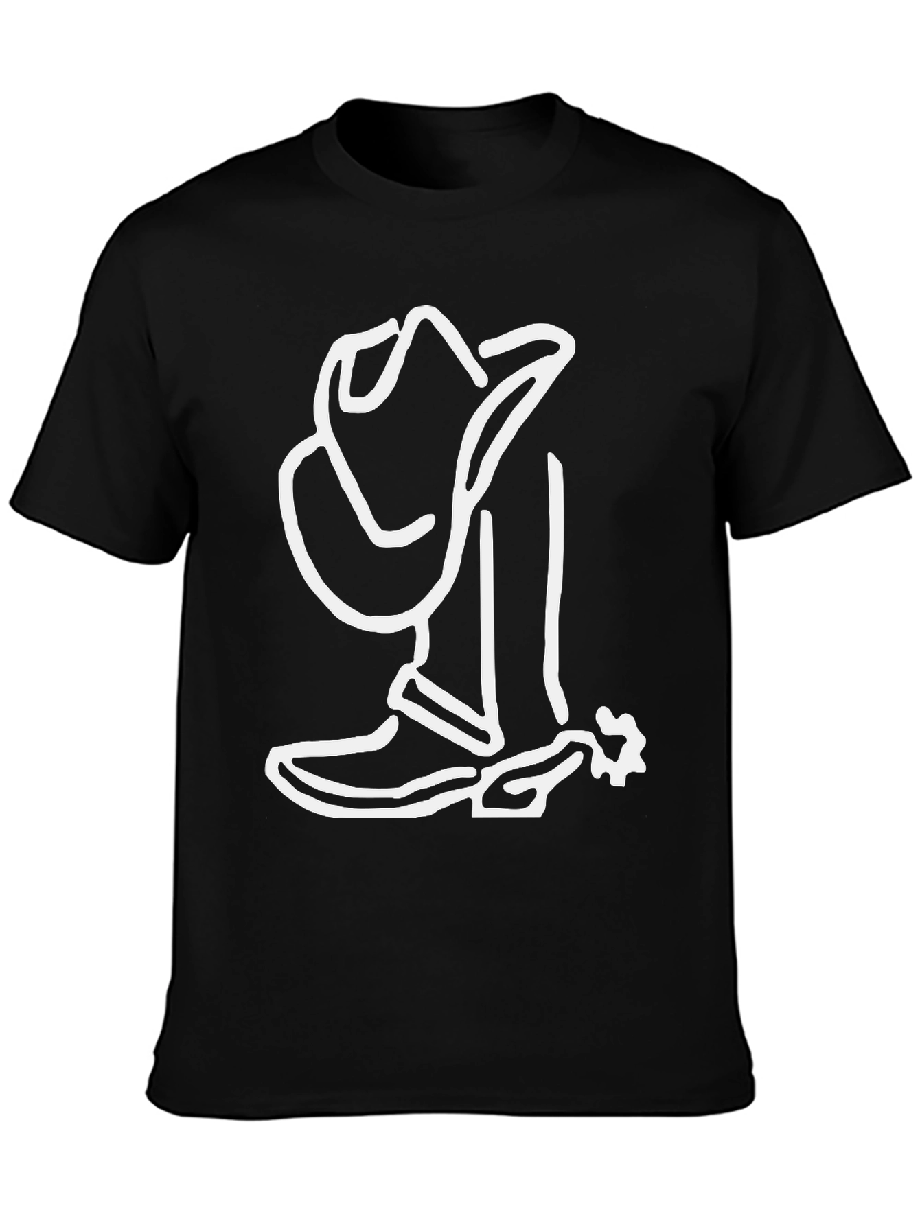 Camiseta Negra con Diseño Vaquero Blanco