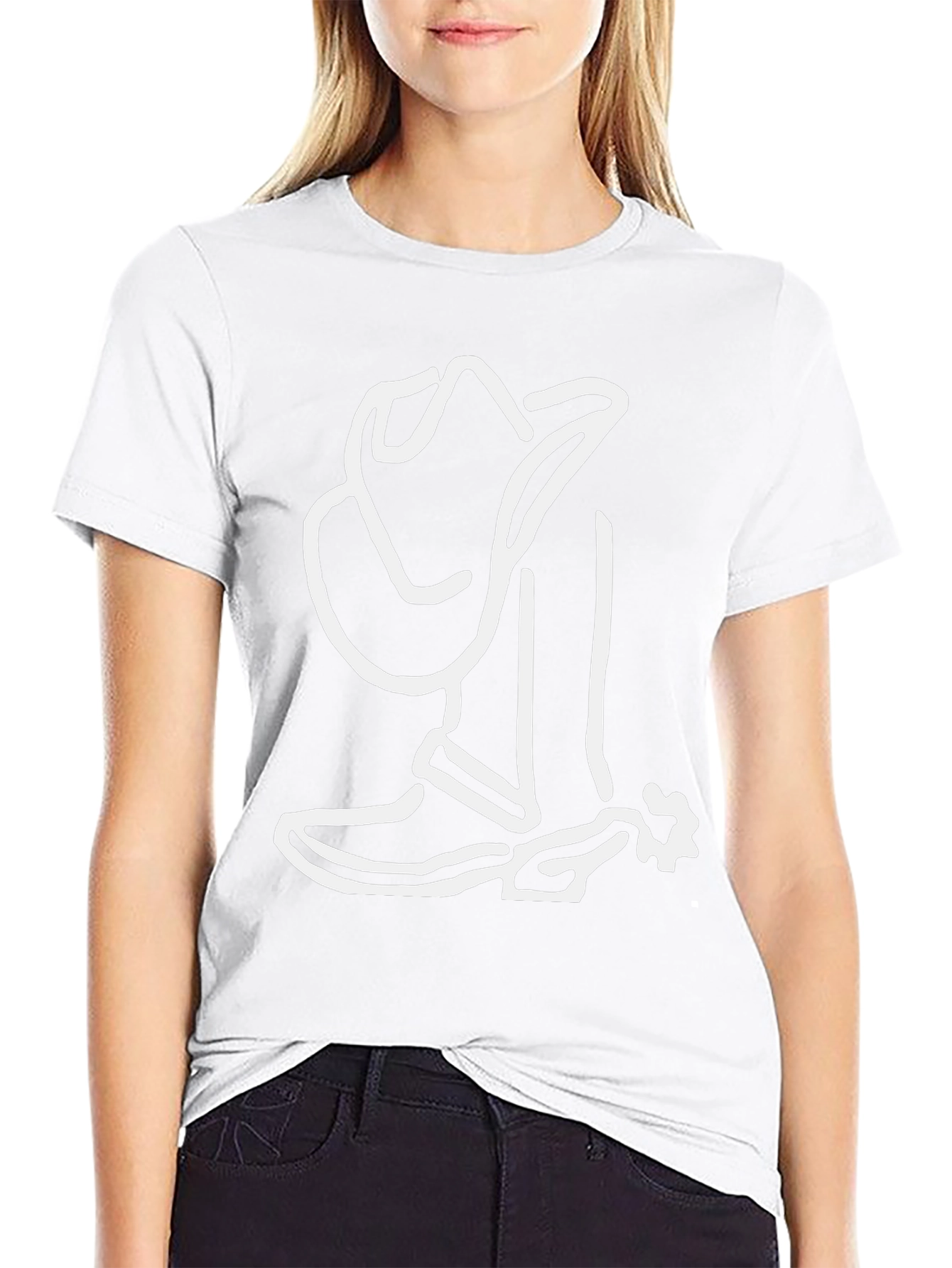 Camiseta Negra con Diseño Vaquero Blanco