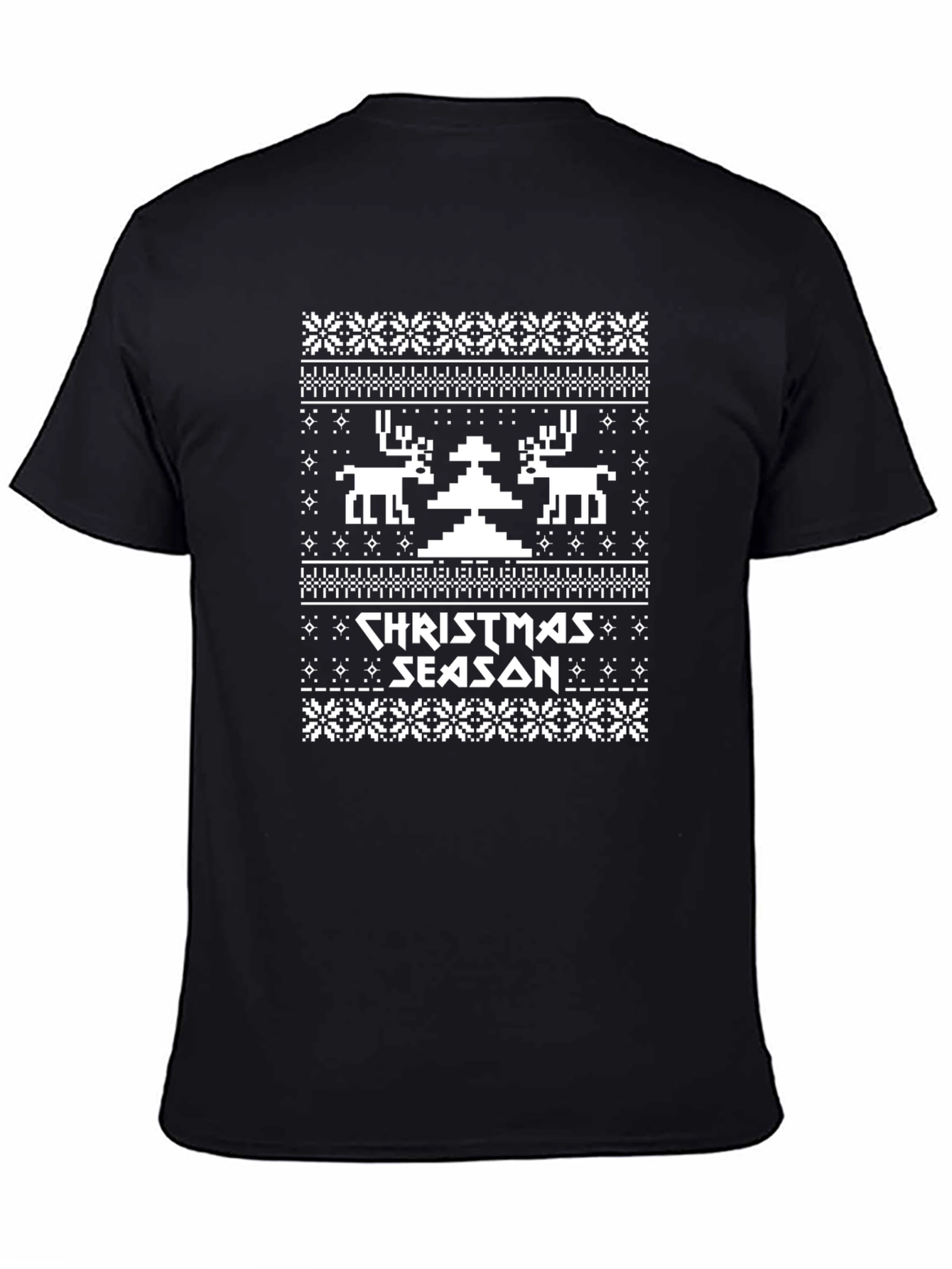 Camiseta Navideña con Diseño de Punto de Cruz