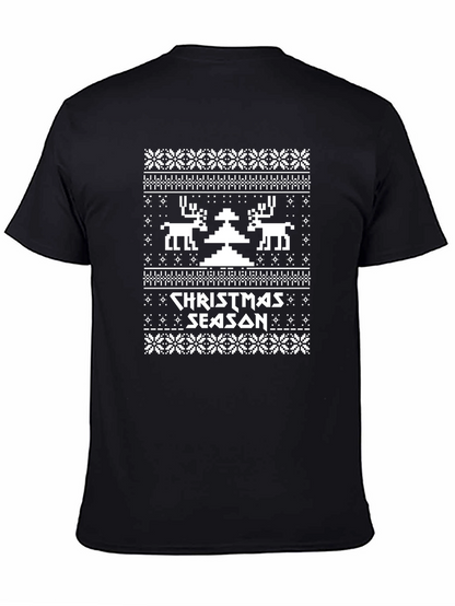Camiseta Navideña con Diseño de Punto de Cruz